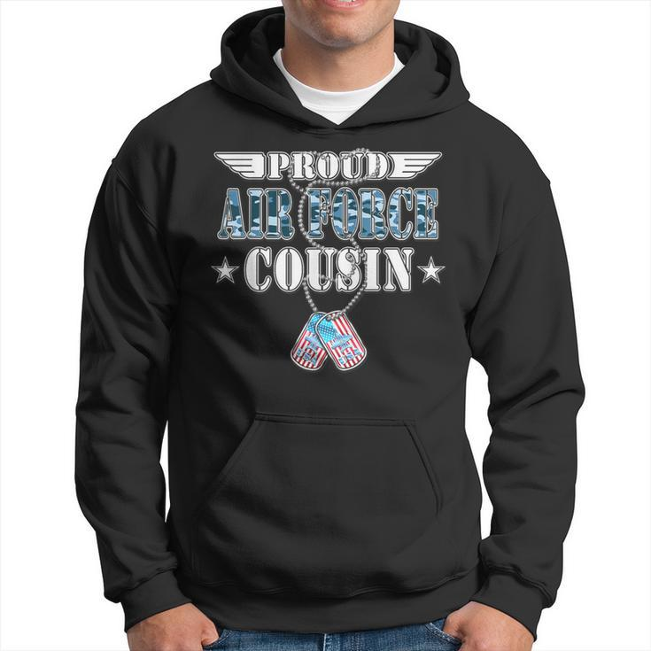 Proud Air Force Cousin Us Flag Dog Tags Wing Military Family Hoodie