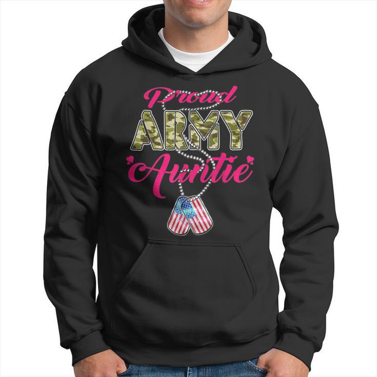 Proud Army Auntie Camo Us Flag Dog Tags Pride Military Aunt Hoodie