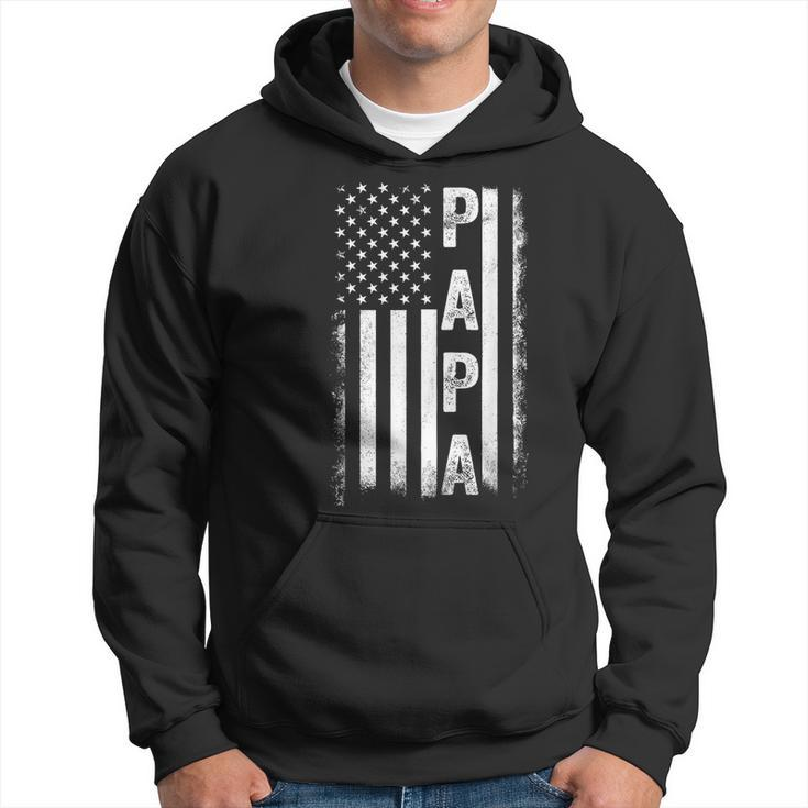 Proud Papa American Flag Fathers Day Grandpa For Men Hoodie