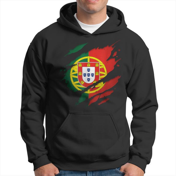 Proud Portuguese Torn Ripped Portugal Flag Hoodie