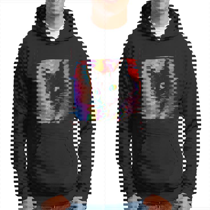 Psychedelic Trippy Glitch Cat 80S 90S Vaporwave Synthwave Hoodie Psychedelic Trippy Glitch Cat 80S 90S Vaporwave Synthwave Hoodie