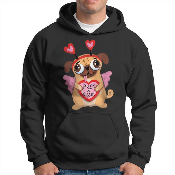 Pugs Valentine Cupid Pug Kisses Valentine Pug Lover Hoodie