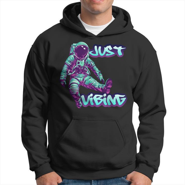 Purple And Teal Astronaut Just Vibing Graphic For Men Hoodie