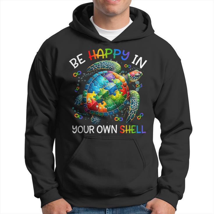 Puzzle Turtle Be Happy In Your Own Shell Autism Awareness Hoodie