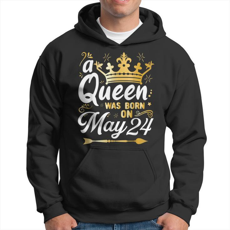 A Queen Was Born On May 24 Cute Girly May 24Th Birthday Hoodie