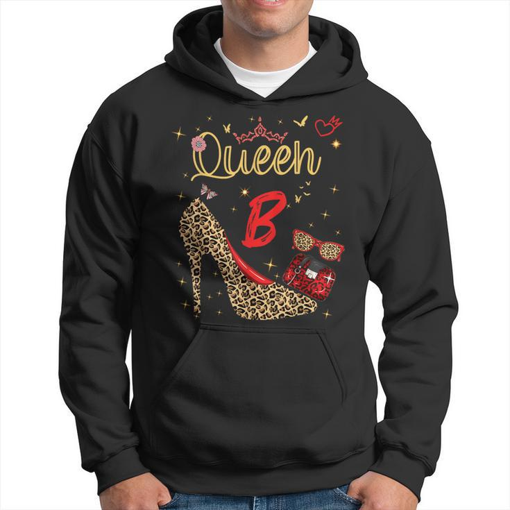 Queen Letter B Initial Name Leopard Heel Letter B Alphapet Hoodie