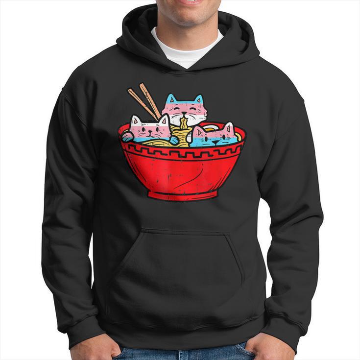 Ramen Cats Transgender Trans Pride Flag Japanese Noodle Food Hoodie