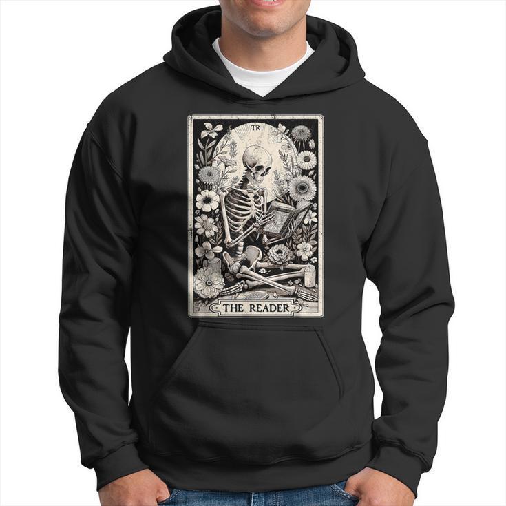 The Reader Tarot Card Book Lover Skeleton Reading Book Hoodie