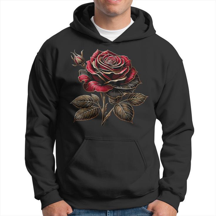 Red rose black hoodie on sale