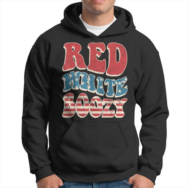 Red White & Boozy Retro Usa America Flag Happy 4Th Of July Hoodie