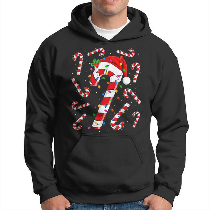 Red And White Candy Cane Santa Christmas Xmas Lights Hoodie
