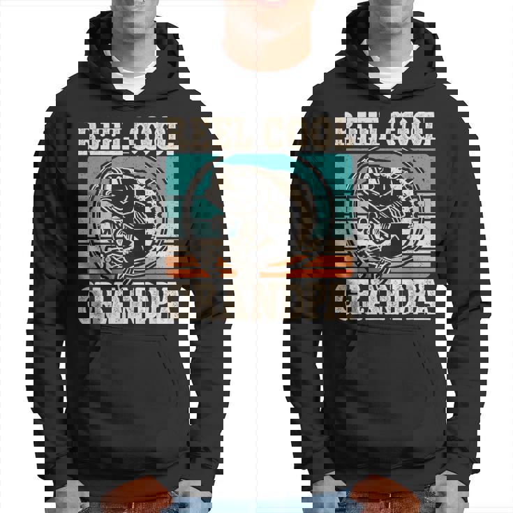 Reel Cool Grandpa Fishing Grandfather Retro Fathers Day Hoodie