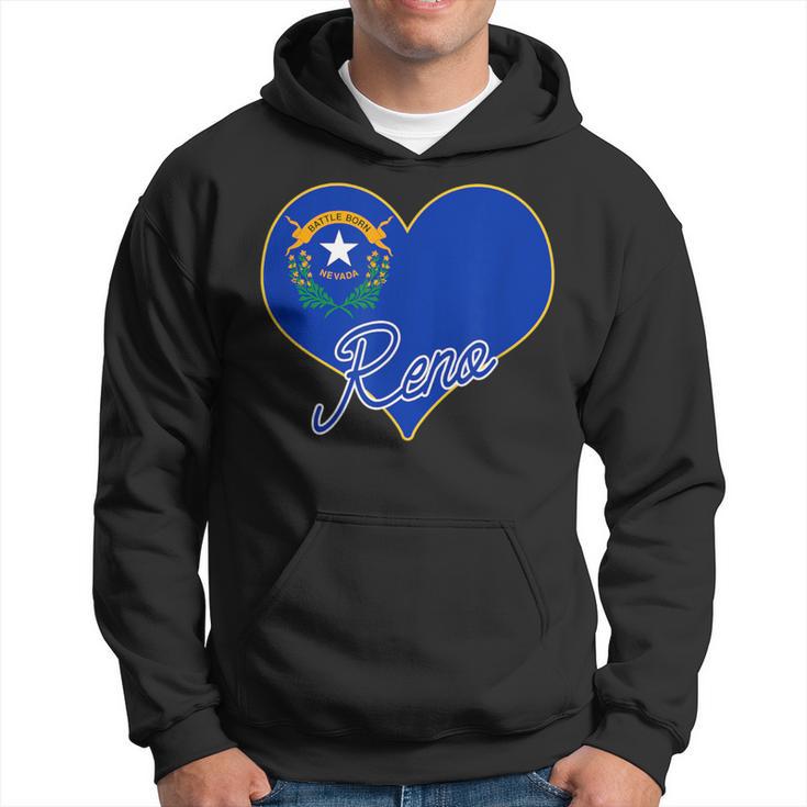 Reno Nevada State Flag In Heart Novelty Hometown Pride Hoodie