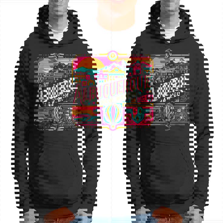 Retro 80S 90S Albuquerque New Mexico Travel Souvenir Hoodie