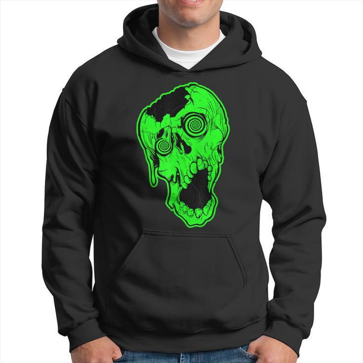 Retro 80'S Neon Zombie Skull Skate Hoodie