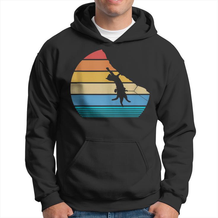 Retro Cat Climbing Meowtain Vintage Kitty Rock Climber Hoodie