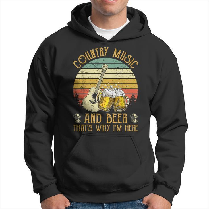 Retro Country Music And Beer That's Why I'm Here Vintage Hoodie