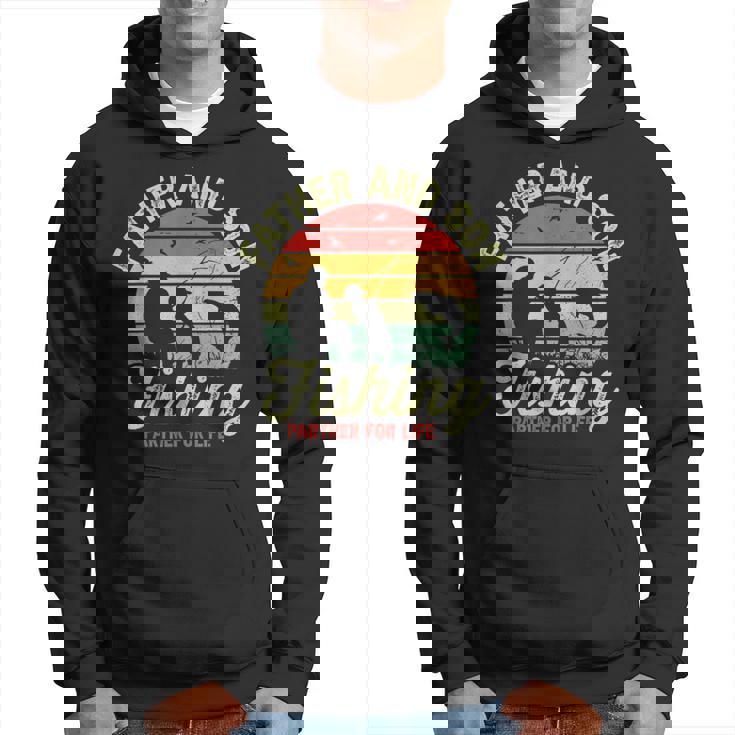 Retro Dad And Son Fishing Partners For Life Fathers Day Hoodie