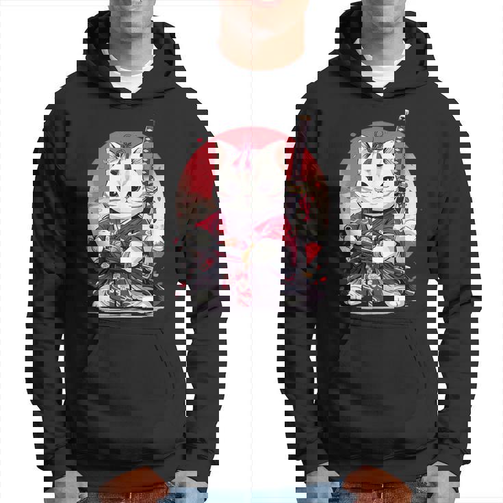 Retro Japonés Gato Samurai Tatuaje Gráfico Ninja Kawaii Sudadera