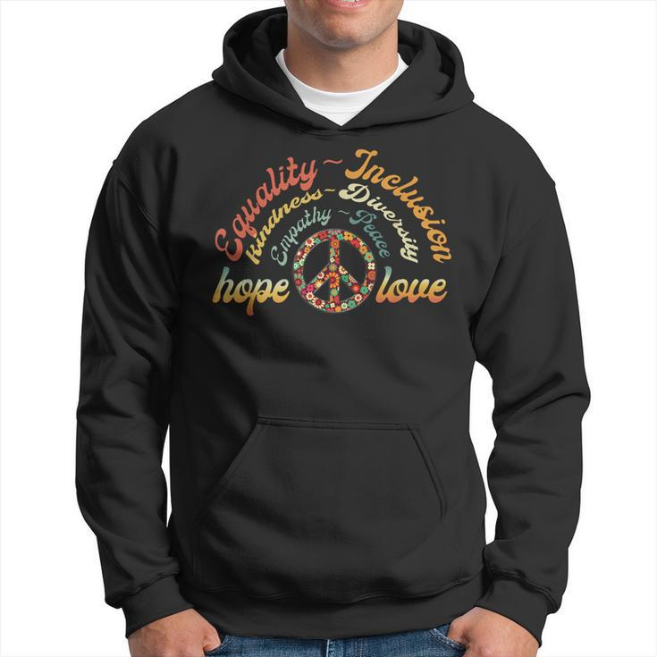 Retro Love Equality Inclusion Kindness Diversity Hope Peace Hoodie