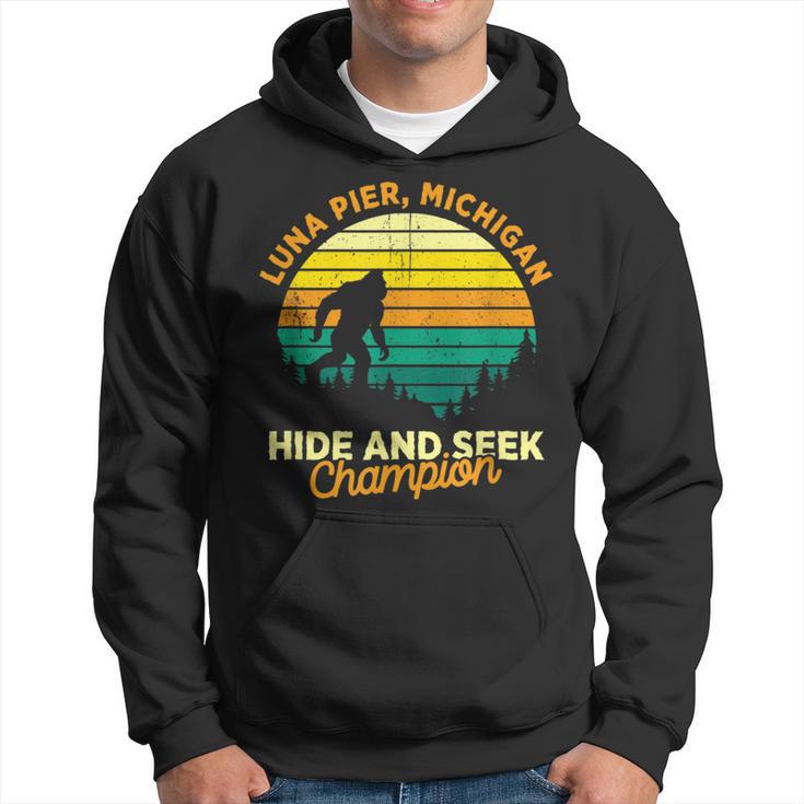 Retro Luna Pier Michigan Big Foot Souvenir Hoodie