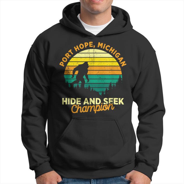 Retro Port Hope Michigan Big Foot Souvenir Hoodie