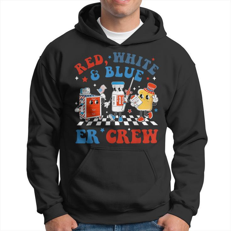 Retro Red White Blue Er Crew Emergency Room 4Th Of July Hoodie