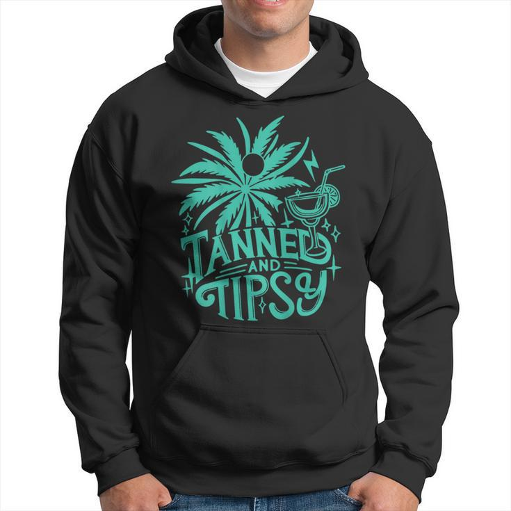 Retro Tanned And Tipsy Beach Summer Vacation On Back Hoodie