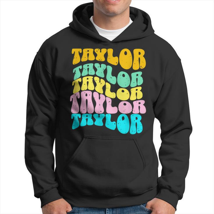 Retro Taylor First Name Girls Name Personalized Groovy Hoodie