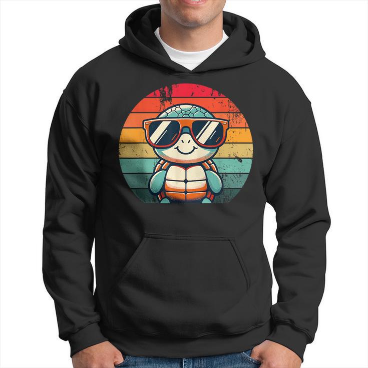 Retro Turtle In Sunglasses Bbq Pool Party Turtle Hoodie