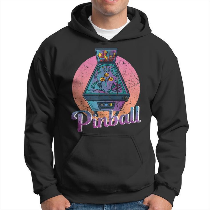 Retro Vintage Arcade Distressed Look Pinball Hoodie