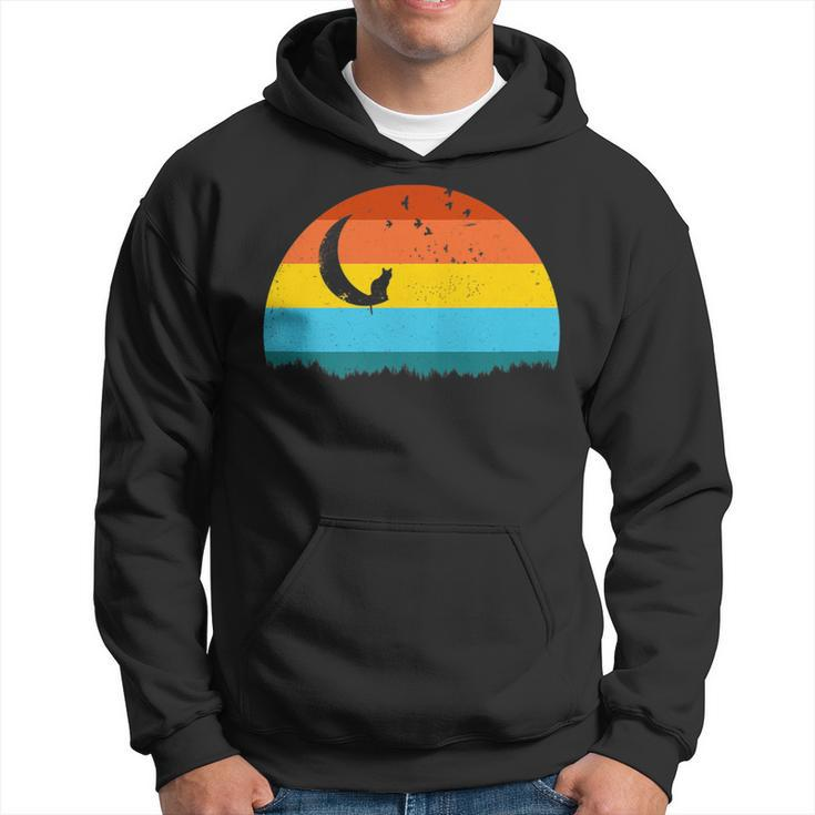 Retro Vintage Awesome Cat On The Moon With Forest And Birds Hoodie