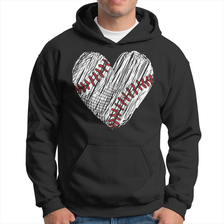 Retro Vintage Baseball Lover Heart Fans Players Distressed Hoodie