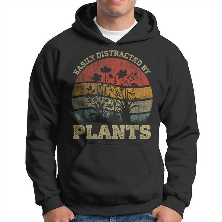 Retro Vintage Easily Distracted By Plants For Plants Lover Hoodie