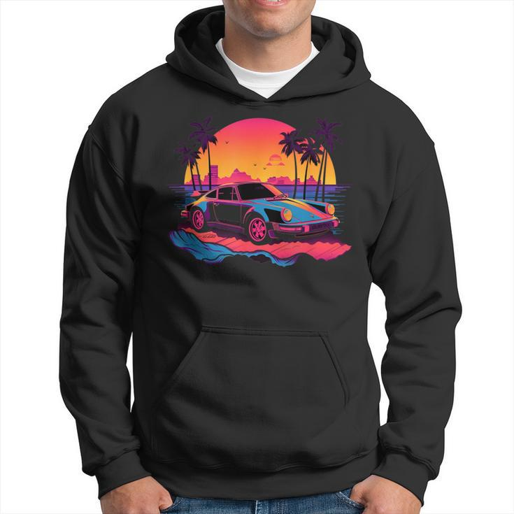Retro Vintage Vaporwave Synthwave Sunset 80'S Car Hoodie