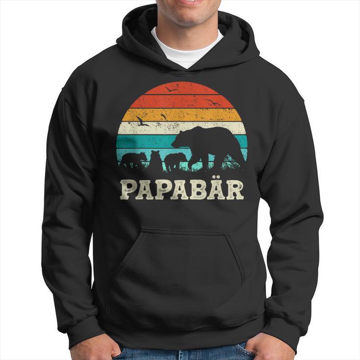 Retroater Baby Sohn Tochter Drei Kinderatertag Bär Papa Kapuzenpullover