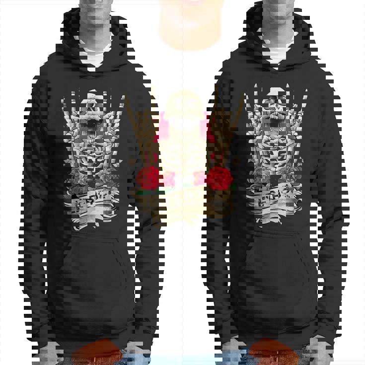 Lets Rock & Roll Esqueleto Manointage Retro Rock Concierto Sudadera