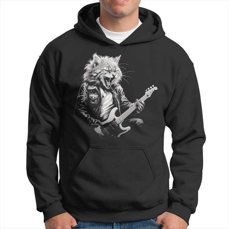 Rock Cat Playing Guitar Guitar Cat Womens Hoodie