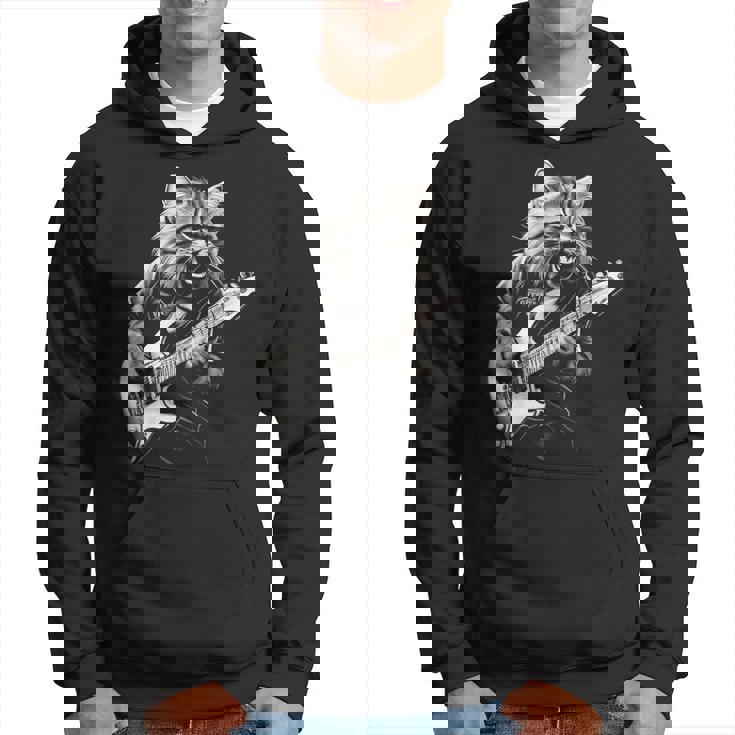 Rock Cat Playing Guitar Guitar Cat Guitarist Hoodie