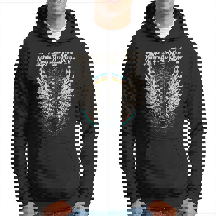 Rock And Roll Guitarraintage Rock And Roll Music Retro Metal Musi Sin Mangas Sudadera