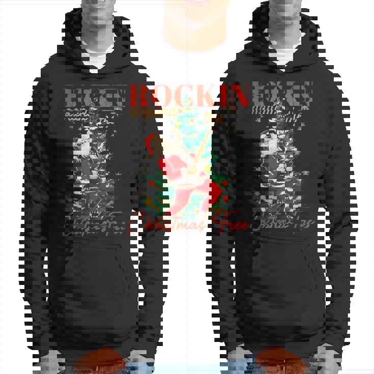 Rocking Around The Christmas Tree Santa Rock And Roll Guitar Hoodie