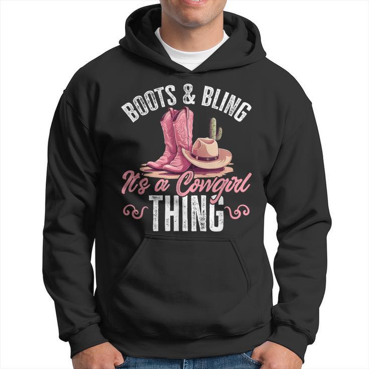 Rodeo Western Country Cowgirl Hat Boots & Bling Hoodie