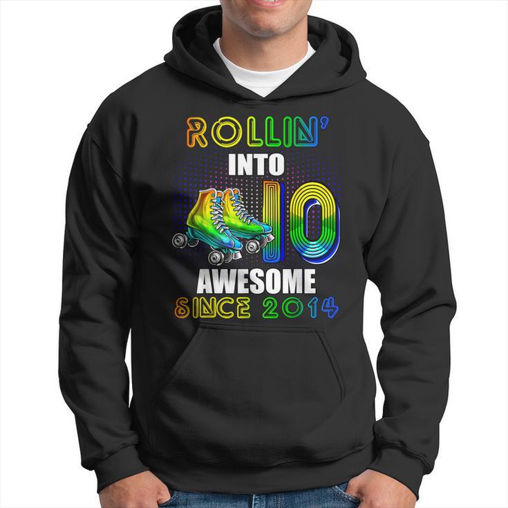 Roller Skating 10Th Birthday Boys Rollin 10 Awesome 2014 Hoodie