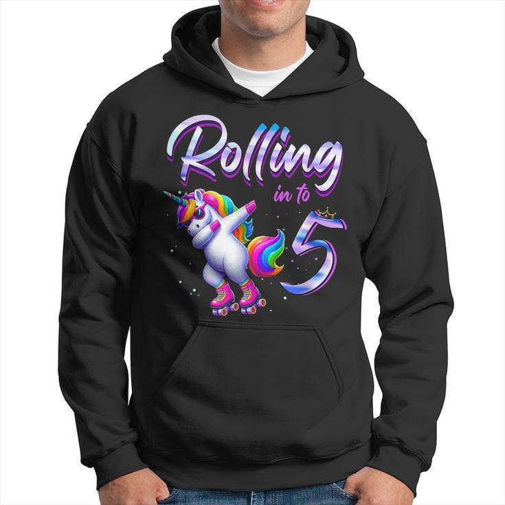 Rolling Into 5 Roller Skating Unicorn 5Th Birthday Party Hoodie