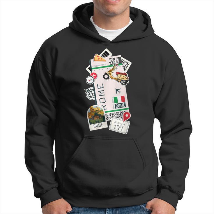 Rome Air Ticket Boarding Pass Plane Italy Lover Travel Hoodie