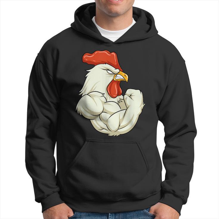 Rooster At The Gym Muscle Fitness Training Bodybuilder Hoodie