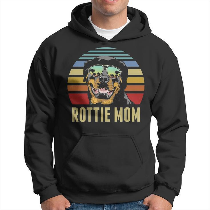Rottie Mom Rottweiler Dog Vintage Retro Sunset Beach Vibe Hoodie