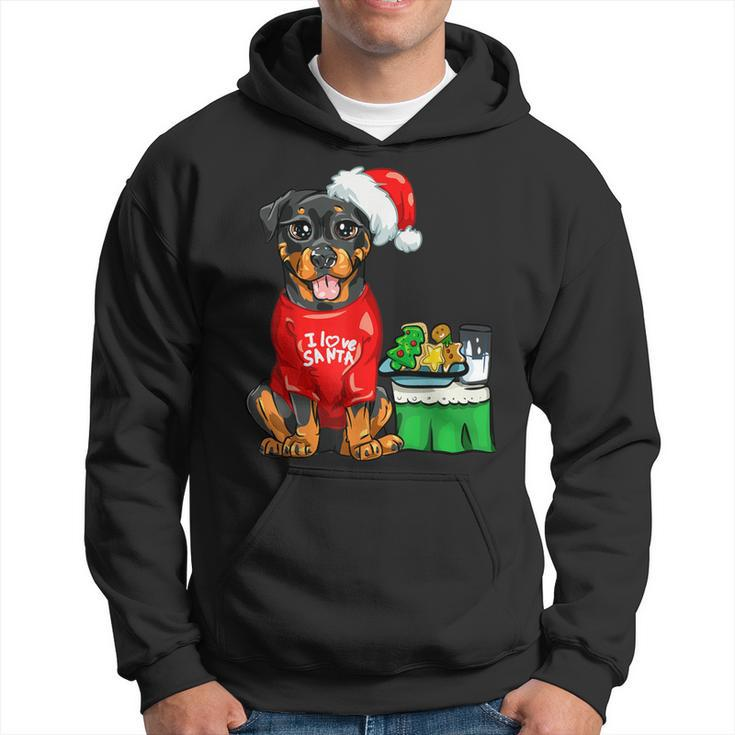 Rottweiler Dog I Love Santa Cute Rotti Pup Christmas Hoodie