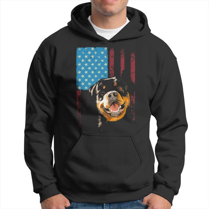 Rottweiler Usa American Flag  Patriotic Dog Rottweiler Hoodie