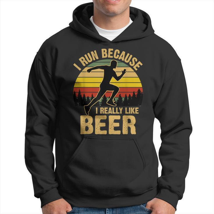 I Run Because I Really Like Beer Vintage Retro Hoodie